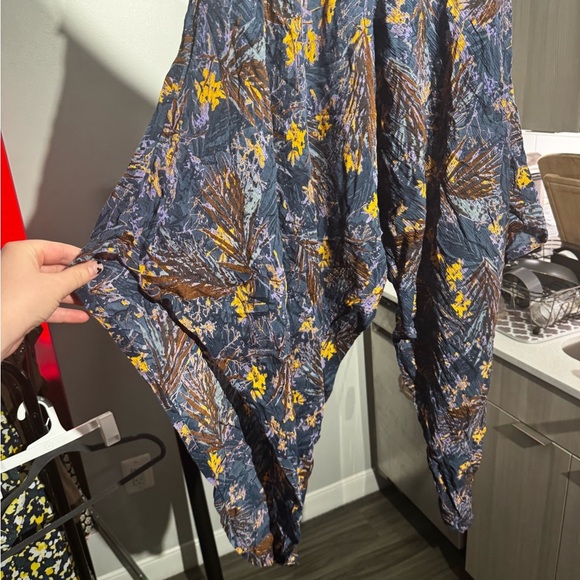 Free People El Porto Printed Wide Leg Romper Jumpsuit S Blue Boho Harem - Picture 7 of 11